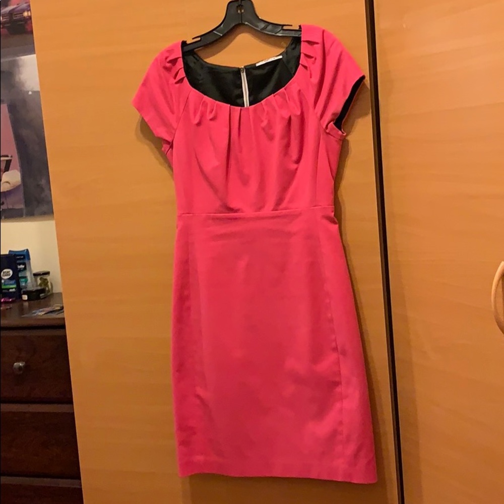 Hot pink short sleeve sheath dress